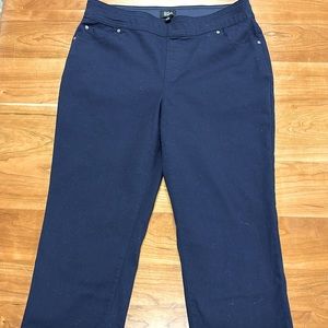 Kim Rogers Cotton Poplin Navy Blue Cropped Elastic Waist Pants